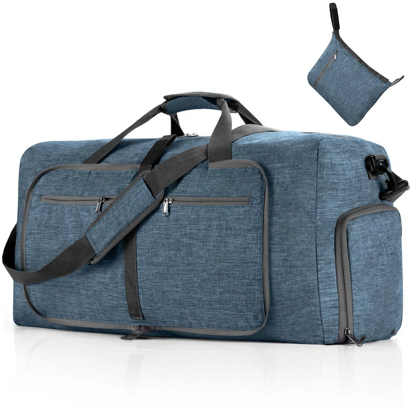 Bolsa de viaje grande, plegable y empaquetable con compartimento para zapatos