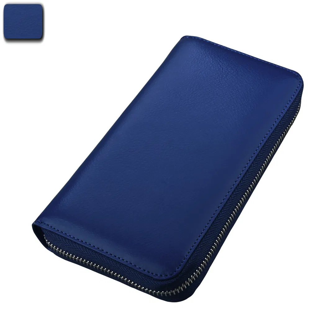 Organizador de cuero largo para tarjetas, soporte para pasaporte, anti RFID, soporte para tarjetas de crédito, billetera multifuncional para hombres y mujeres, soporte para pasaporte