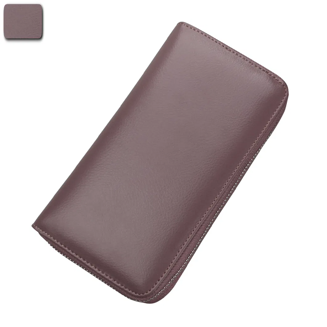 Organizador de cuero largo para tarjetas, soporte para pasaporte, anti RFID, soporte para tarjetas de crédito, billetera multifuncional para hombres y mujeres, soporte para pasaporte