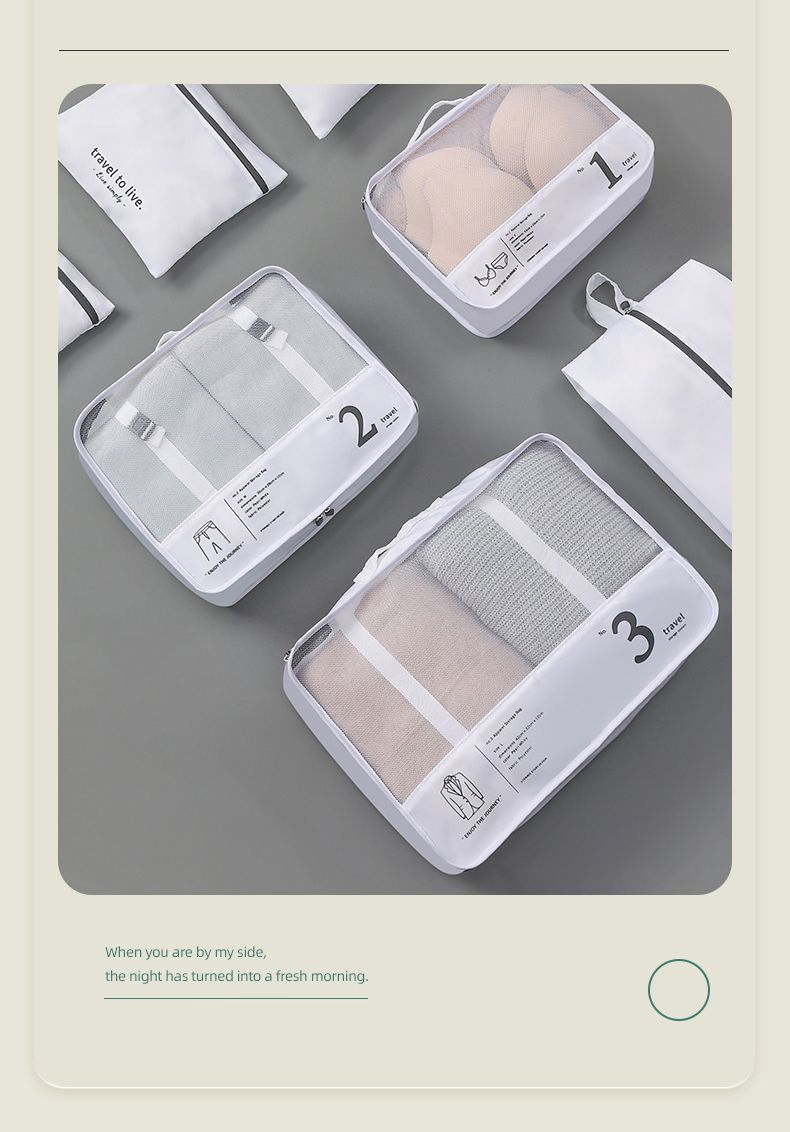 7-Piece Organizador de Ropa Organizador de Ropa Interior Almacenamiento Cosmético de Viaje Bolsa de Viaje