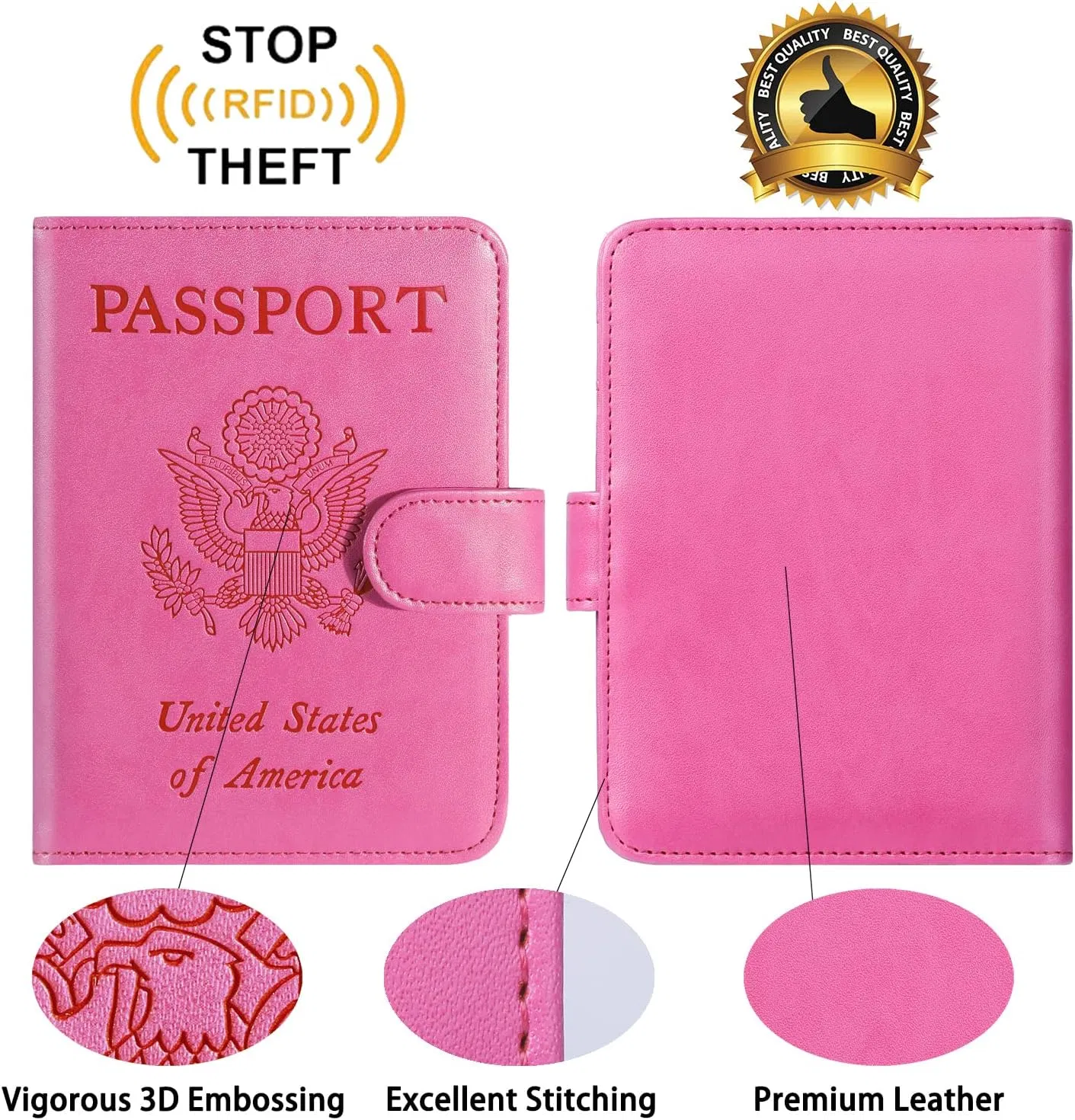 Elegante soporte de pasaporte de cuero unisex y billetera para tarjetas