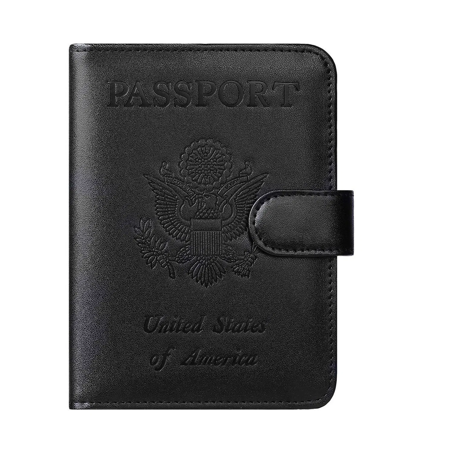 Elegante soporte de pasaporte de cuero unisex y billetera para tarjetas