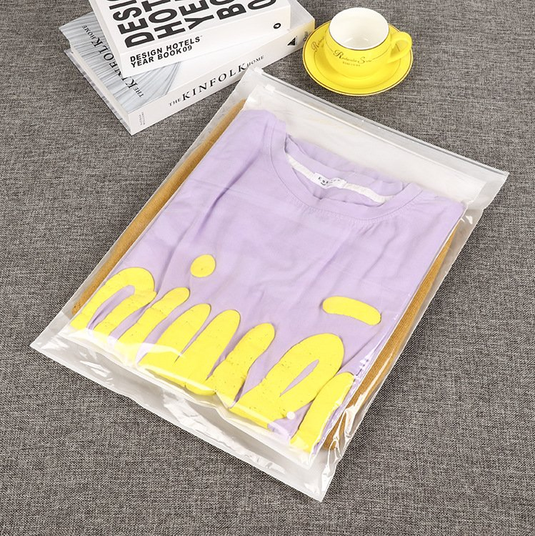 Bolsa de plástico con cierre tipo zip personalizada de fábrica, transparente / mate para ropa, camiseta