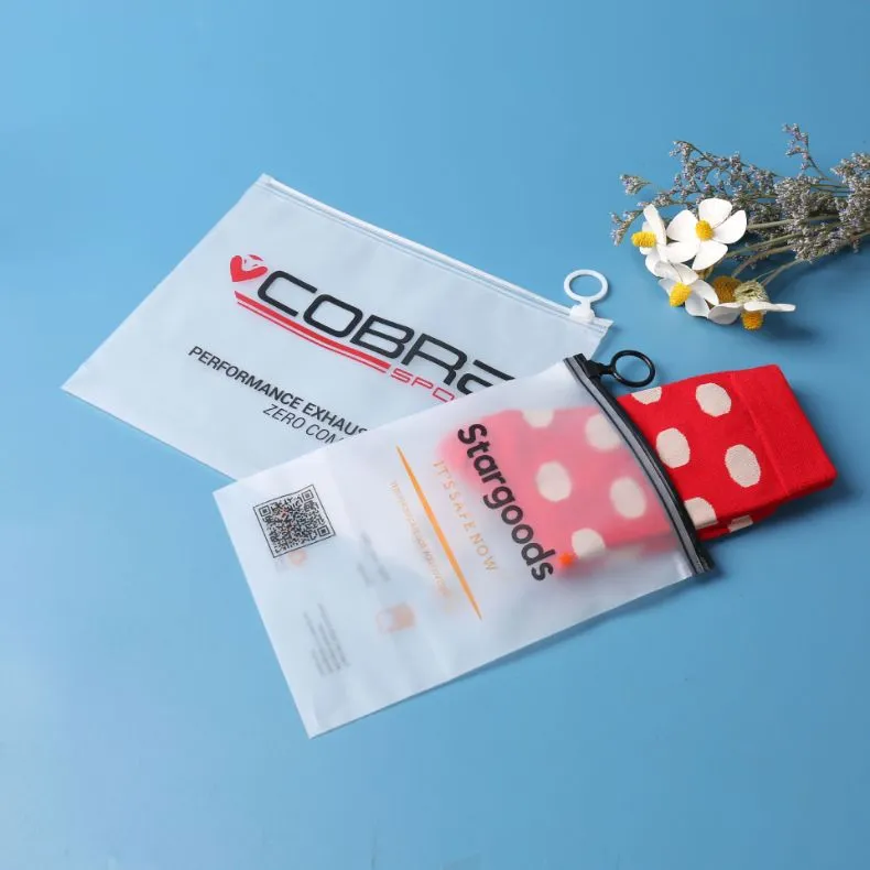 Personalizar impresión CPE EVA PE PVC bolsa con deslizadores de cremallera clara mate plástica empaquetado con cremallera para prendas de vestir, cosméticos, médicos y viajes