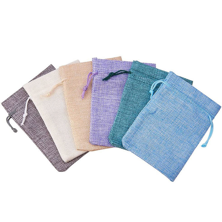 Bolsa de zapatos de tela de yute suave personalizada y personalizada con cordón para embalaje