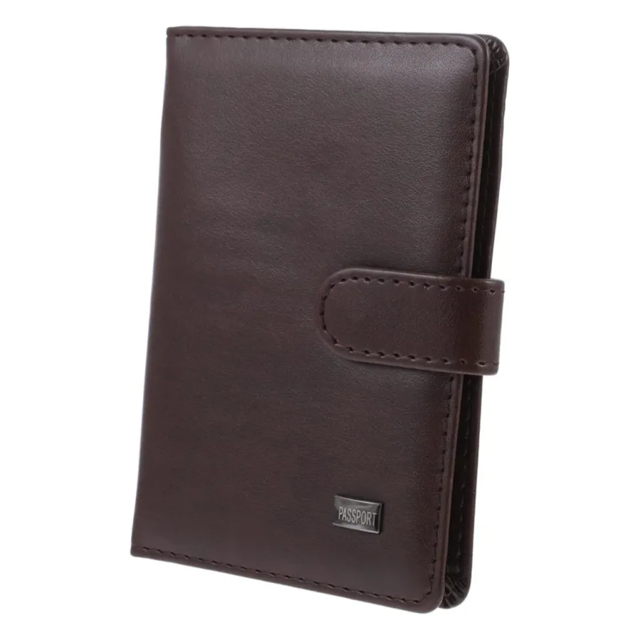 Cartera de pasaporte de cuero PU personalizada para hombres, funda de pasaporte para viajes