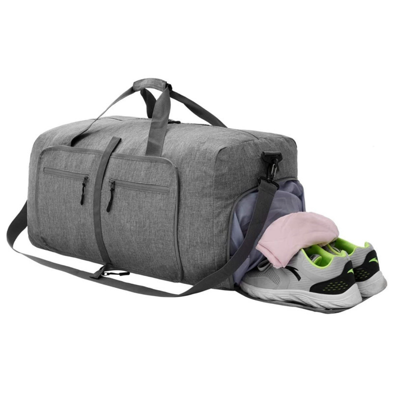 Bolsa de viaje grande, plegable y empaquetable con compartimento para zapatos