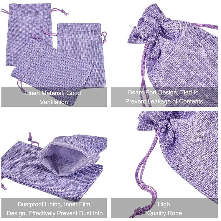 Bolsa de zapatos de tela de yute suave personalizada y personalizada con cordón para embalaje