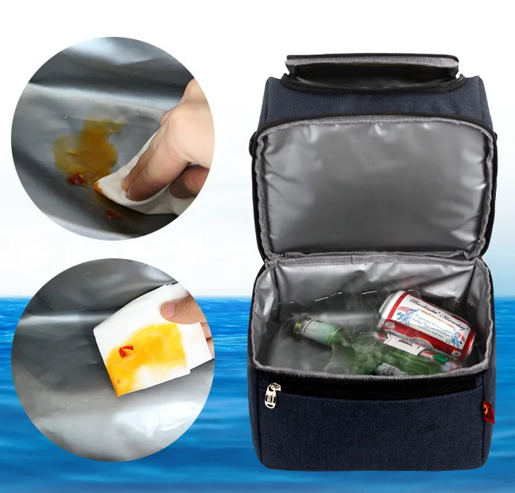 Bolsa térmica de picnic con aislamiento de doble capa, a prueba de fugas, con correa para el hombro