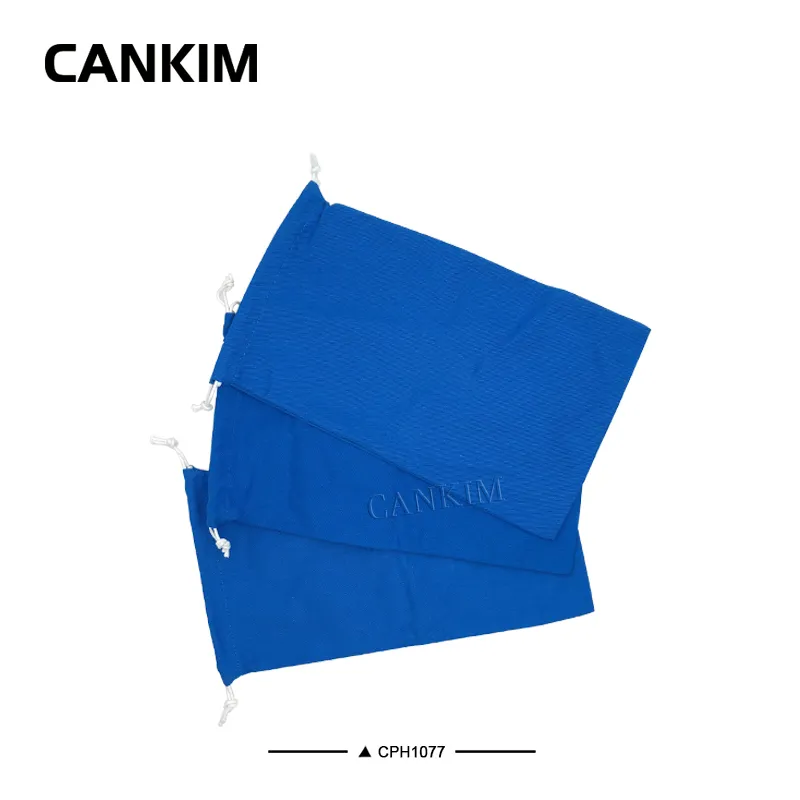 Bolsa de drawstring de algodón orgánico azul personalizada, bolsa de joyería, bolsa para zapatos, bolsas de polvo con logo para regalos, bolsa de embalaje para zapatos