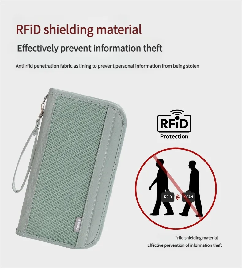 Billetera antirrobo de RFID personalizada, organizador de boletos de viaje, bolsa para pasaporte y tarjetas, impermeable
