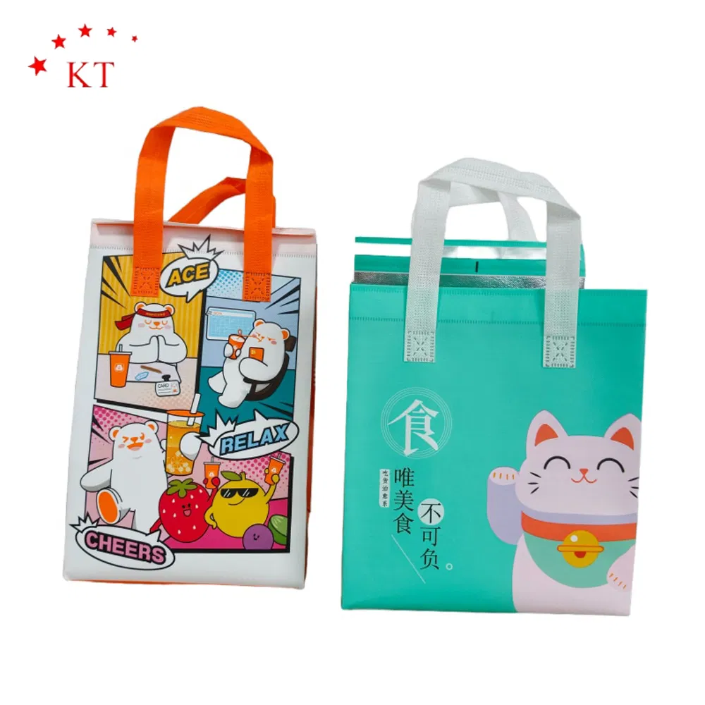 Bolsa térmica personalizada con logo impreso, bolsa de enfriamiento de no tejido, bolsa aislante para llevar, bolsa de entrega de alimentos para mantener caliente