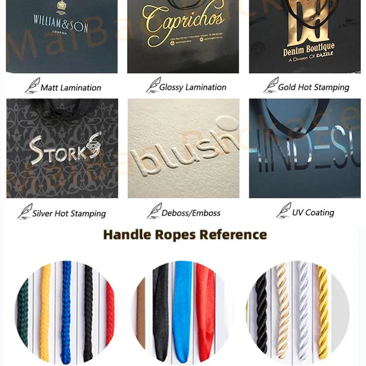 Bolsa de regalo negra mate de lujo con logo para ropa, bolsas personalizadas