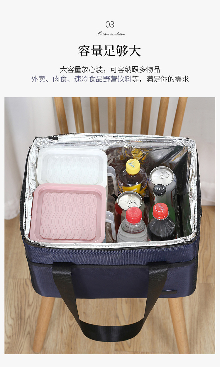 Bolsa Térmica Aislada / Bolsa de Almuerzo Térmica con Base Reforzada para el Transporte de Alimentos y Bebidas