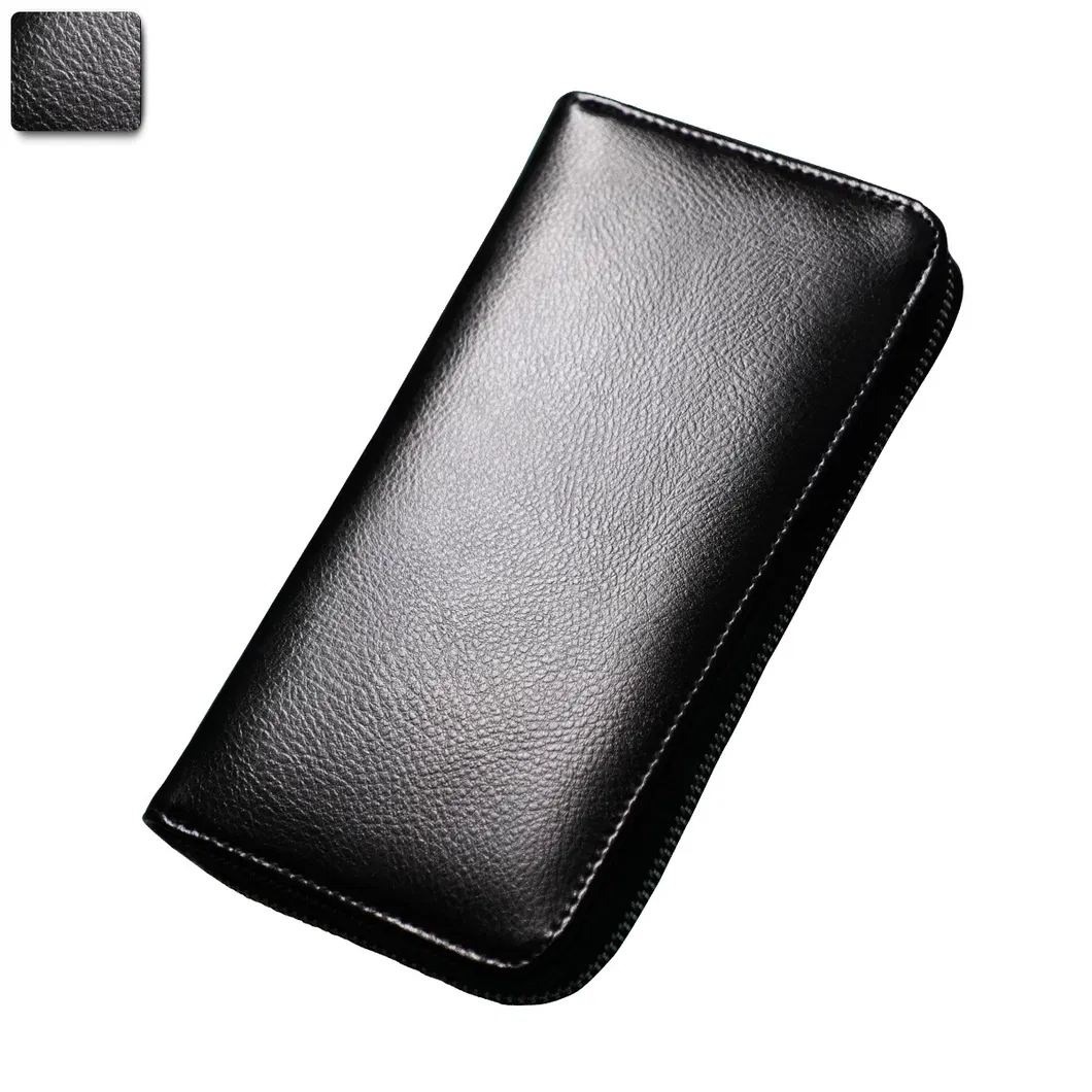Organizador de cuero largo para tarjetas, soporte para pasaporte, anti RFID, soporte para tarjetas de crédito, billetera multifuncional para hombres y mujeres, soporte para pasaporte