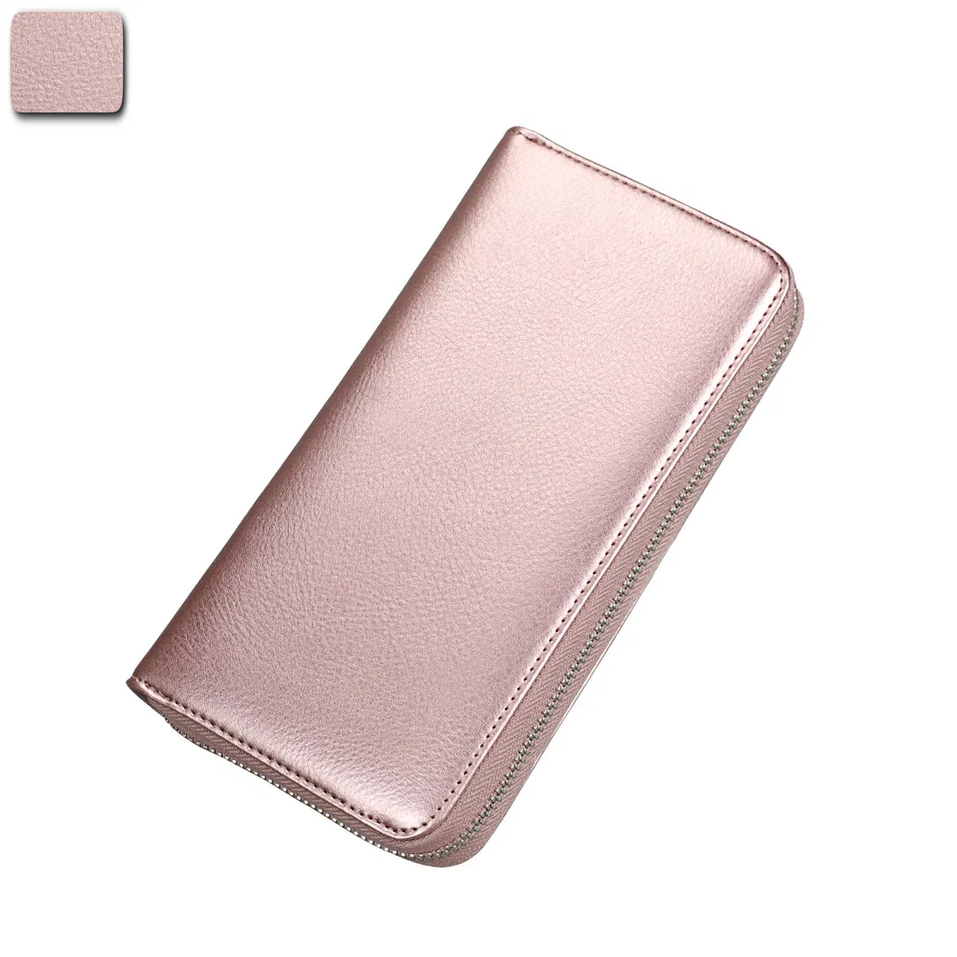 Organizador de cuero largo para tarjetas, soporte para pasaporte, anti RFID, soporte para tarjetas de crédito, billetera multifuncional para hombres y mujeres, soporte para pasaporte