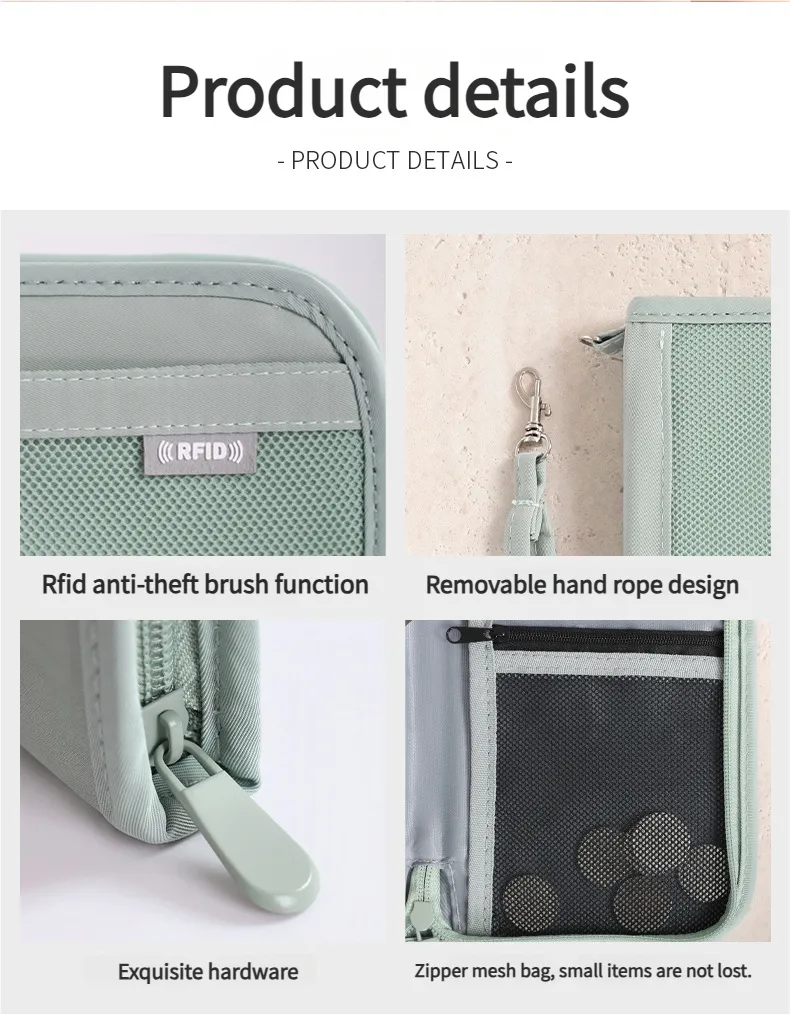 Billetera antirrobo de RFID personalizada, organizador de boletos de viaje, bolsa para pasaporte y tarjetas, impermeable