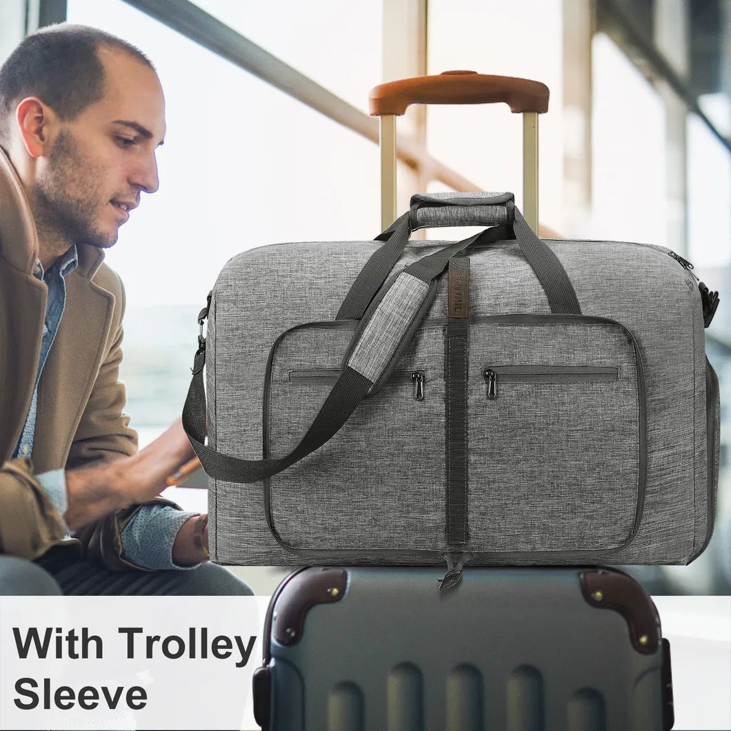 Bolsa de viaje grande, plegable y empaquetable con compartimento para zapatos
