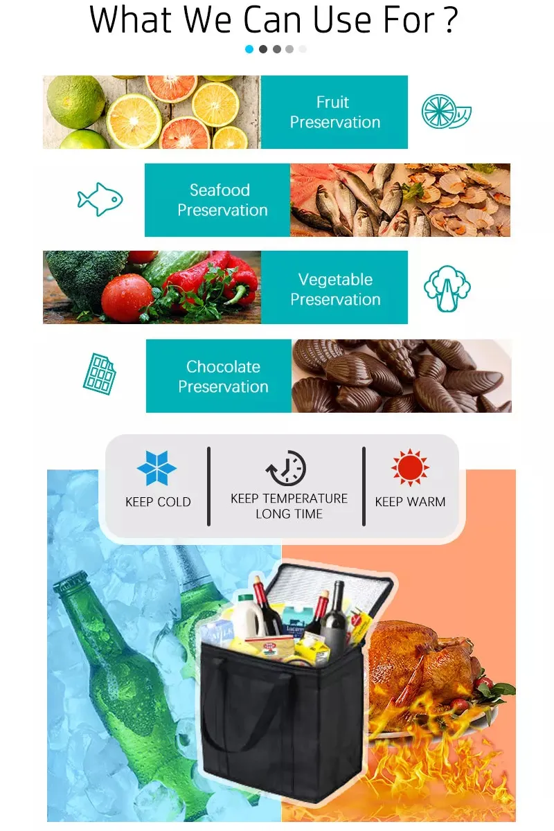 Bolsa térmica de almuerzo de tela no tejida con cremallera, muestra gratuita, bolsa térmica pequeña para alimentos, impermeable, bolsa de almuerzo aislada de tela no tejida
