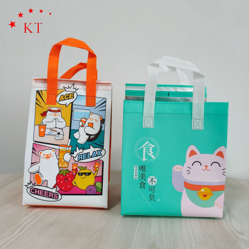Bolsa térmica desechable con logo personalizado, impermeable, de aluminio, bolsa de no tejido, bolsa térmica aislante