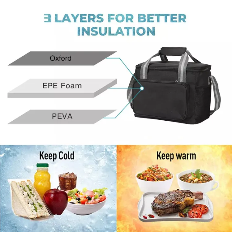 Bolsa térmica de almuerzo de tela no tejida con cremallera, muestra gratuita, bolsa térmica pequeña para alimentos, impermeable, bolsa de almuerzo aislada de tela no tejida