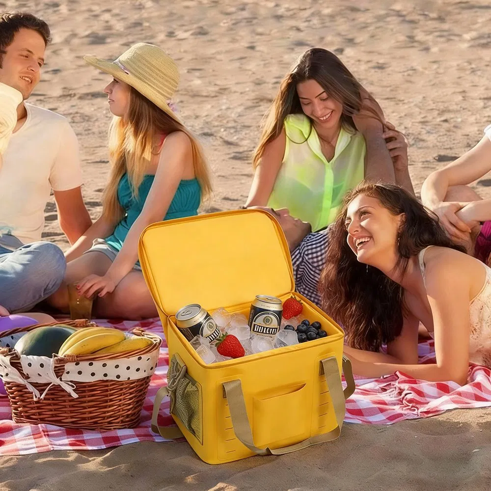 Bolsa térmica aislante cuadrada de perlas de algodón para mantener la comida fresca, fabricación