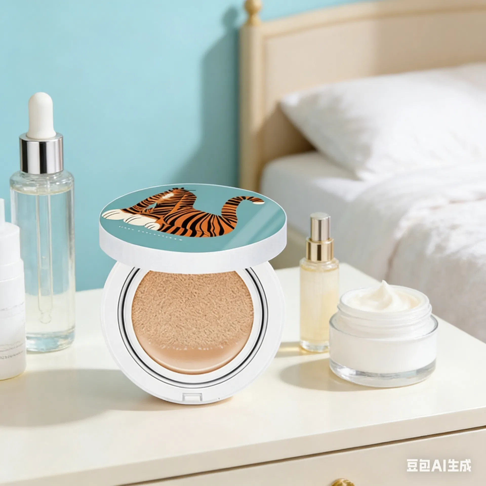 Estuche de maquillaje redondo de plástico con almohadilla de aire