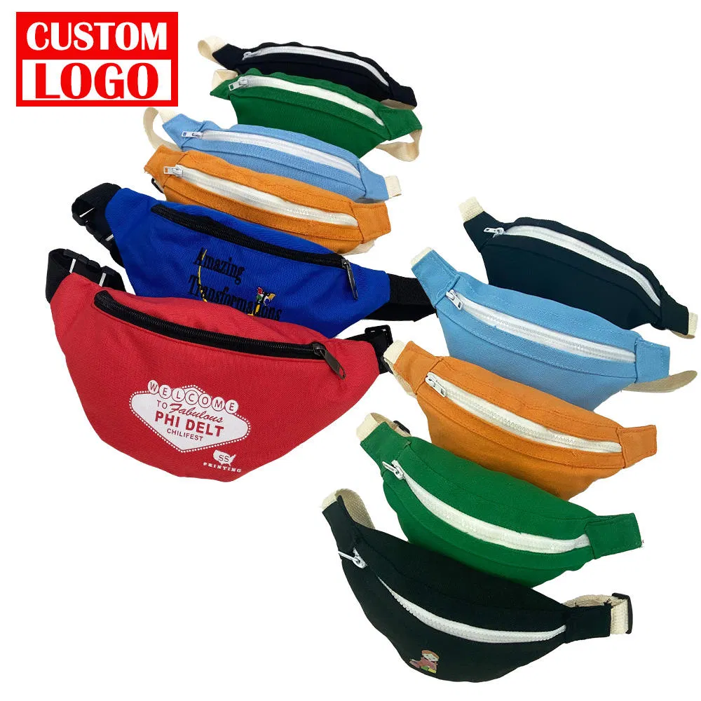 Bolsa de cintura deportiva de lona al por mayor, colorida, económica, personalizada, bolsa cruzada, riñonera