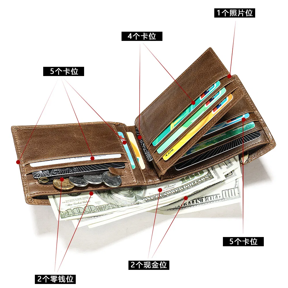 Fábrica de Carteras de Cuero Tamaño y Color Personalizados Bolsa de Dinero Portatarjetas Portapassaporte