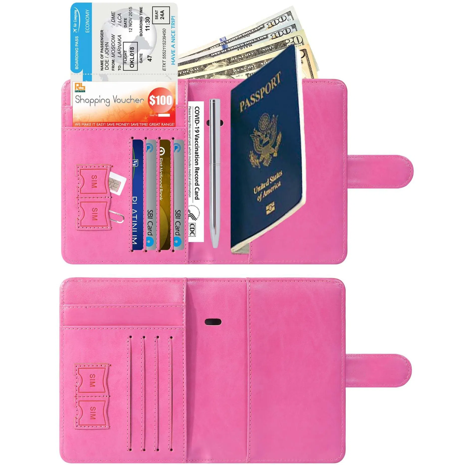 Funda de cuero premium para pasaporte Airtag, estuche protector con blindaje RFID, billetera de pasaporte personalizada