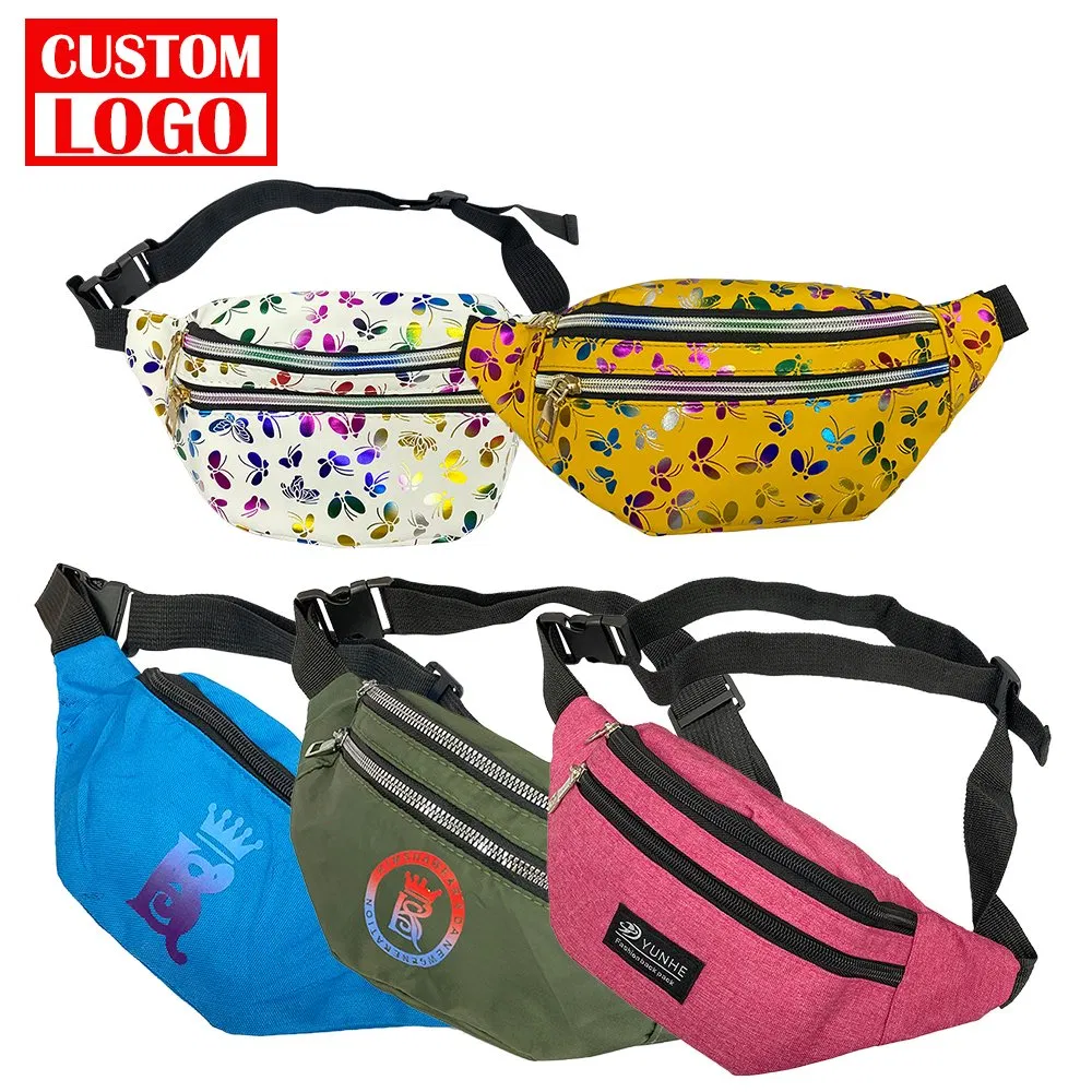 Bolsa de cintura deportiva de lona al por mayor, colorida, económica, personalizada, bolsa cruzada, riñonera