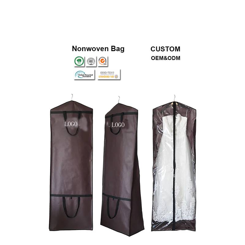 Funda de traje plegable personalizada dorada económica, bolsa de ropa de tela no tejida