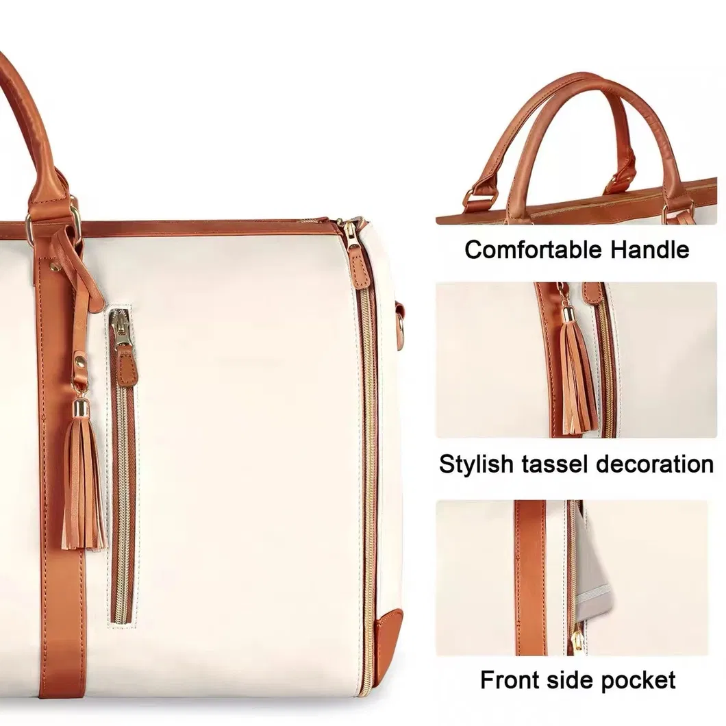 Bolsas de viaje de lona impermeable de PU personalizadas con pouch para zapatos, maletas colgantes para viajes