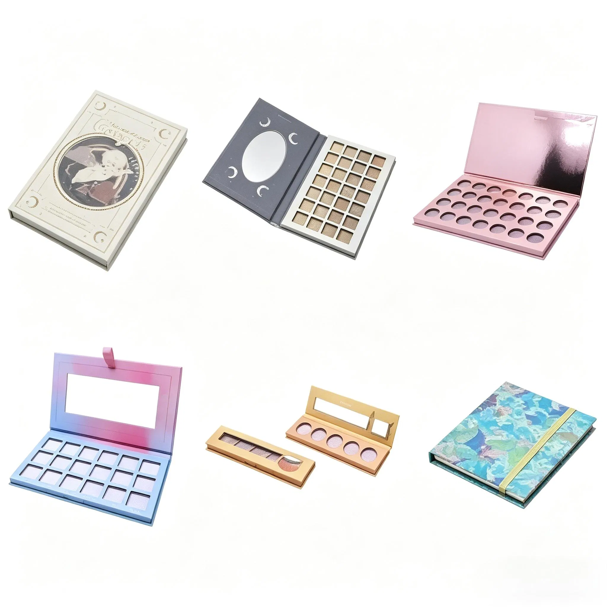 Fábrica de Envases Cosméticos de Belleza en China Personalizado 2 4 6 8 12 18 24 Caja de Cartón Rígido Vacía de Papel Pang Grid Estuche de Paleta de Maquillaje