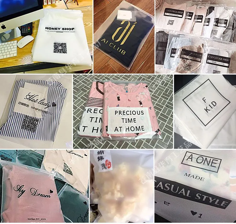 Bolsas de embalaje de ropa personalizadas con cierre de cremallera, impresión a color, CPE, PE, EVA, LDPE, HDPE, PVC, plástico claro, mate, escarchado