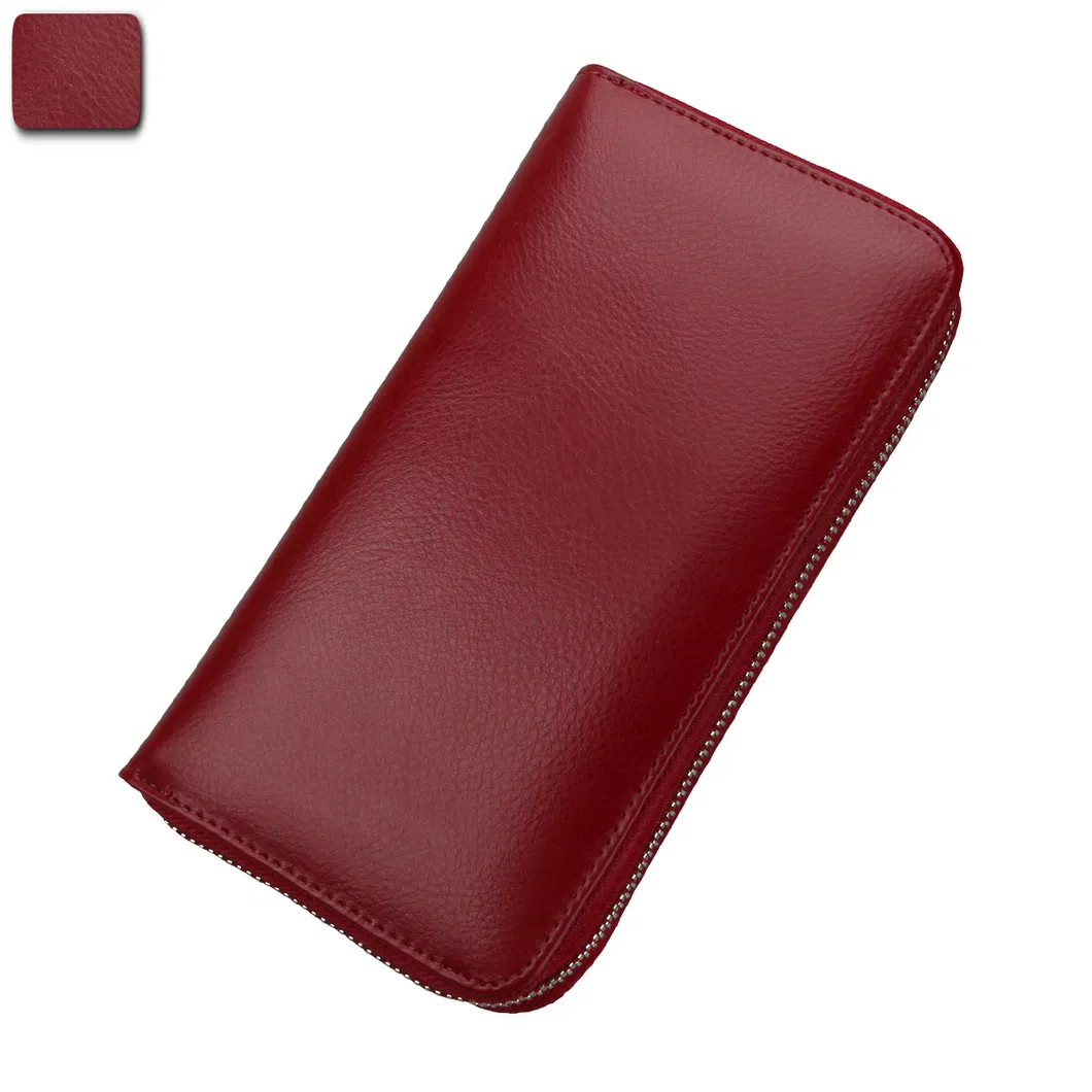 Organizador de cuero largo para tarjetas, soporte para pasaporte, anti RFID, soporte para tarjetas de crédito, billetera multifuncional para hombres y mujeres, soporte para pasaporte