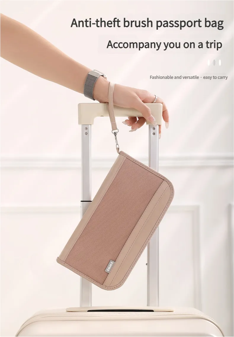 Billetera antirrobo de RFID personalizada, organizador de boletos de viaje, bolsa para pasaporte y tarjetas, impermeable