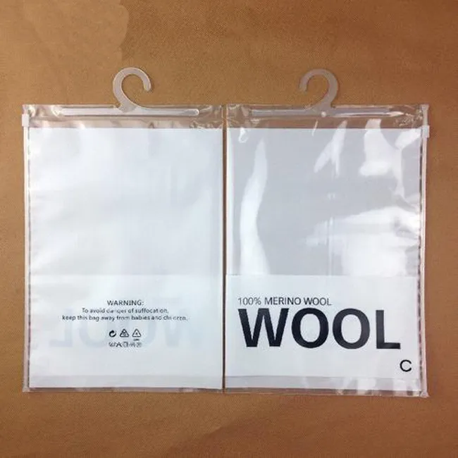 Bolsas de plástico con cremallera de polietileno para empaquetar ropa colgante, ropa interior, con gancho para colgar