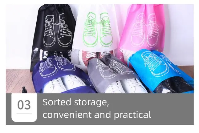 Bolsa de almacenamiento y polvo para zapatos de drawstring no tejido azul en stock