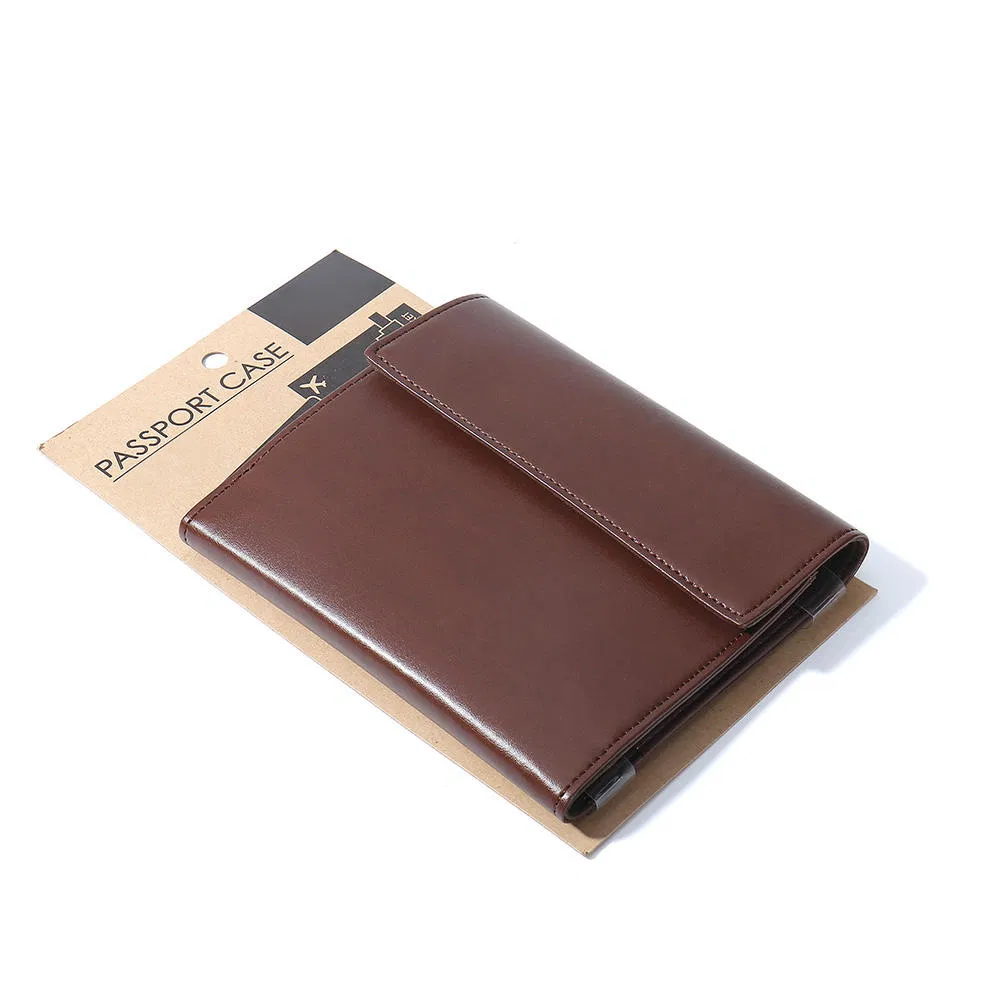 Billetera de pasaporte trifold RFID premium organizador de viaje bolsa portapasaporte (MFW3137)