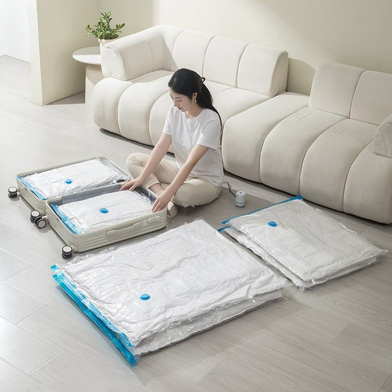 Bolsas de Plástico al Vacío para Ropa, Bolsas de Almacenamiento al Vacío con Bomba, Bolsa de Empaque para Almacenamiento al Vacío