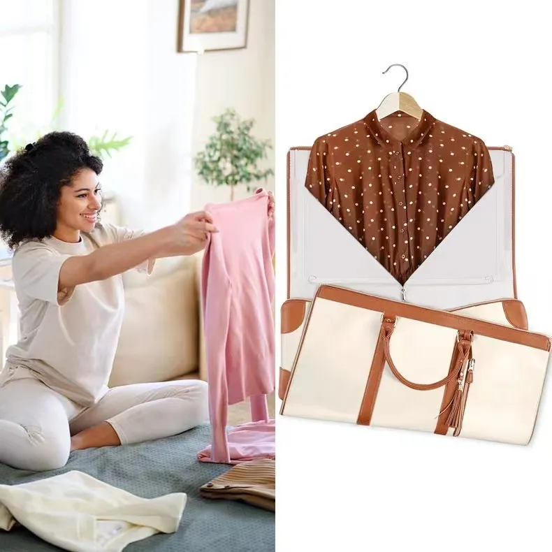 Bolsas de viaje de lona impermeable de PU personalizadas con pouch para zapatos, maletas colgantes para viajes