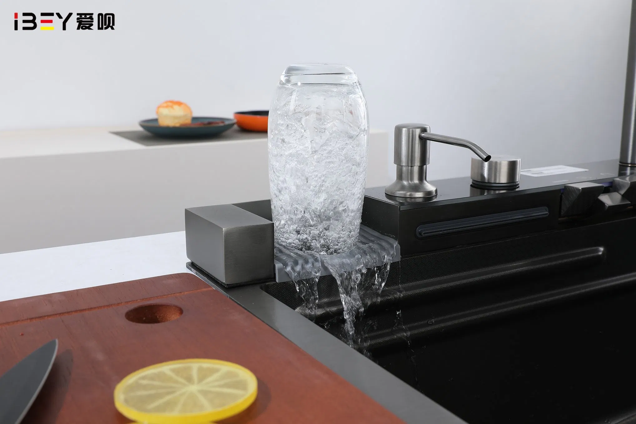 Ibey Nano Stainless Steel Kitchen Sink with Integrated Faucet and Temperature Control