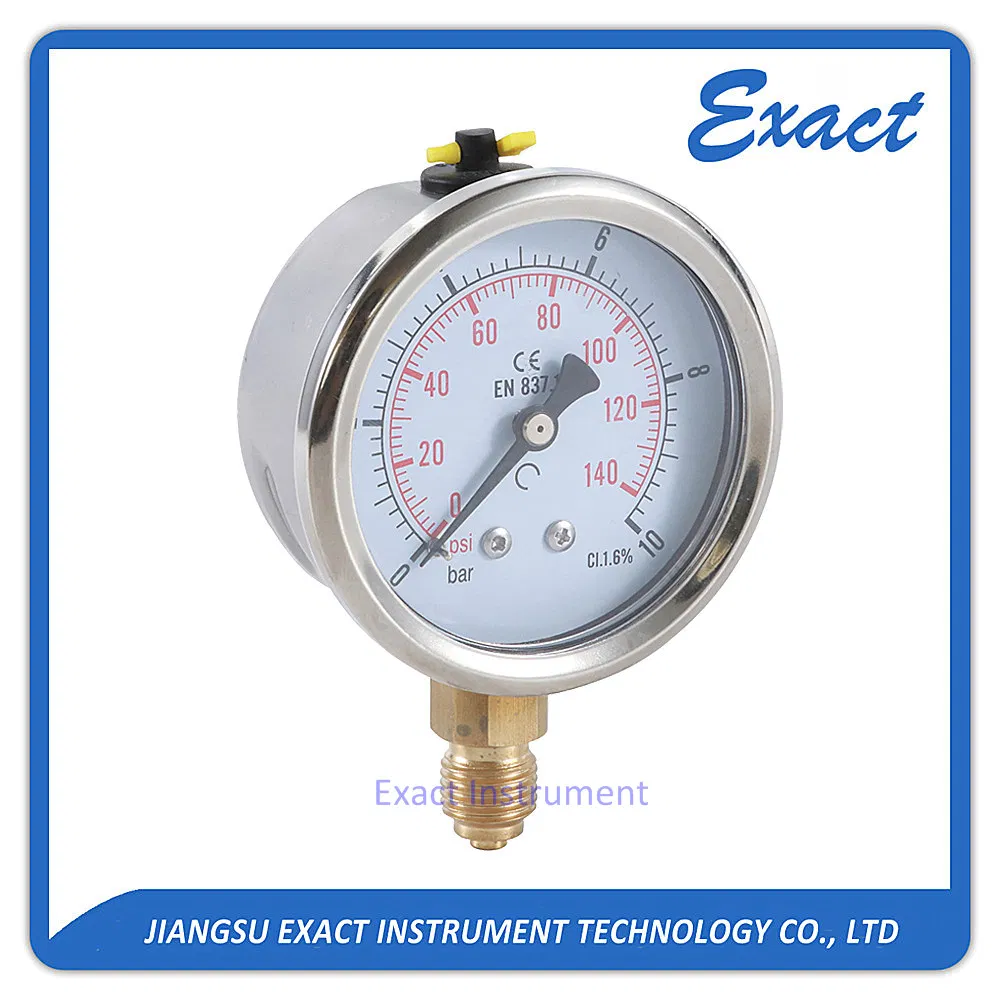 Hydraulic with Oil Filled Pressure Gauge with Vacuum and Compound Crimped Ring Stainless Steel
