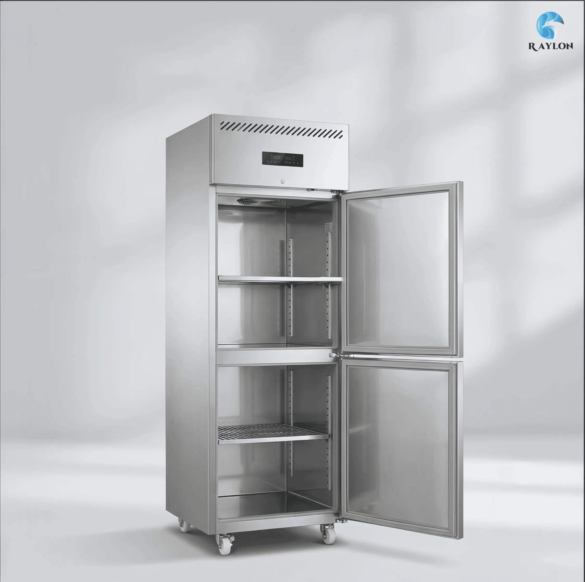 Commercial Upright Stainless Steel Refrigerator Freezer for Hotel Restaurant Kitchen, 2-6 Doors, Large Capacity, Fan Cooling, CE Approved