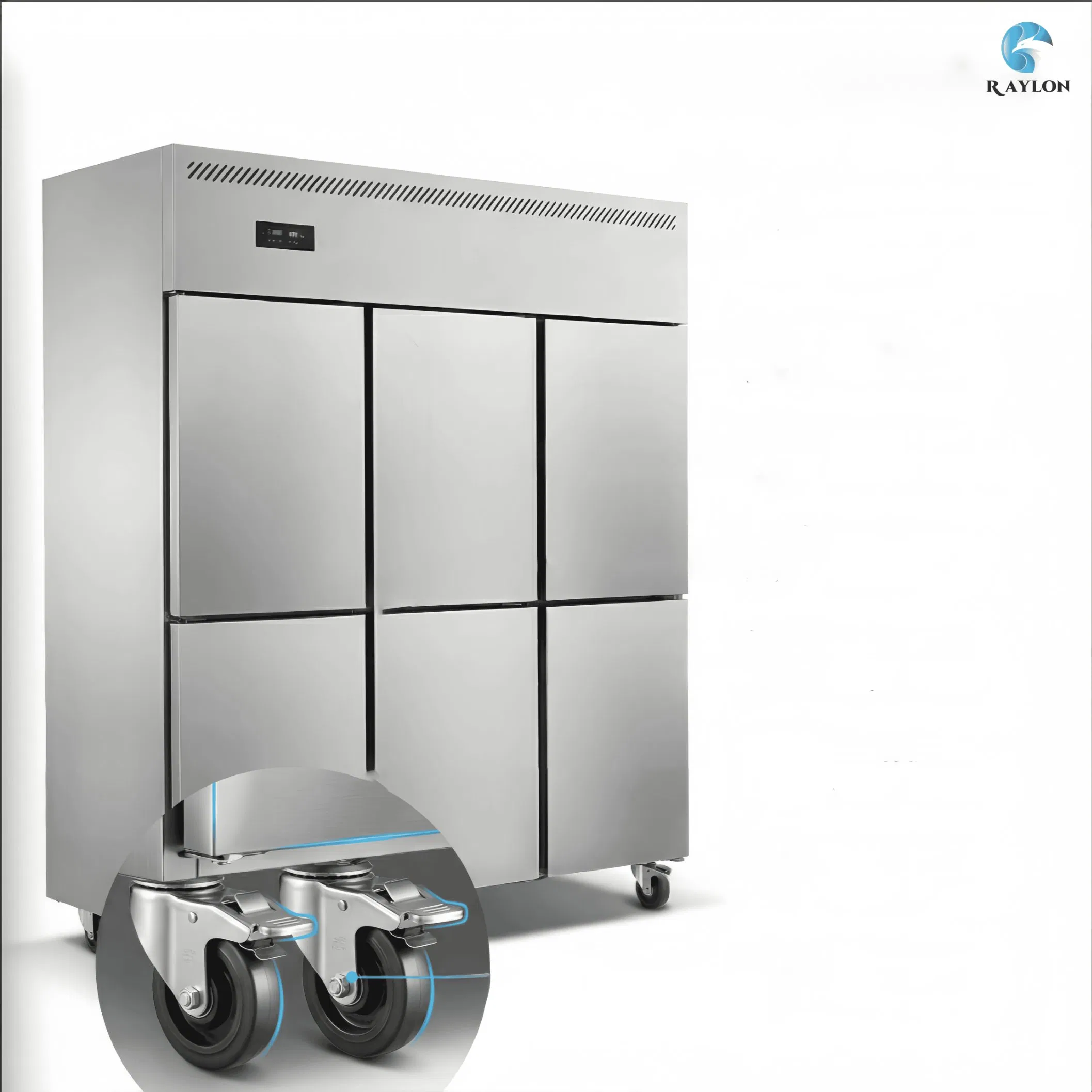 Commercial Upright Stainless Steel Refrigerator Freezer for Hotel Restaurant Kitchen, 2-6 Doors, Large Capacity, Fan Cooling, CE Approved