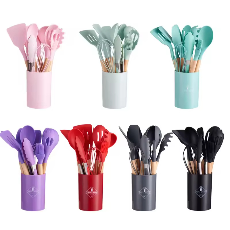 China Wholesale Non Toxic Silicon Picnic 12PCS Kitchen Ware Set Spatula Turner Ladle Stainless Steel / Silicone Kitchenware
