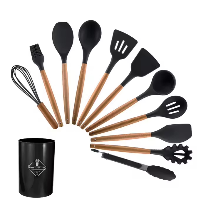 China Wholesale Non Toxic Silicon Picnic 12PCS Kitchen Ware Set Spatula Turner Ladle Stainless Steel / Silicone Kitchenware