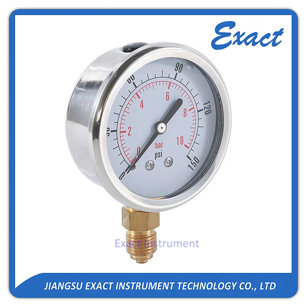 Hydraulic with Oil Filled Pressure Gauge with Vacuum and Compound Crimped Ring Stainless Steel