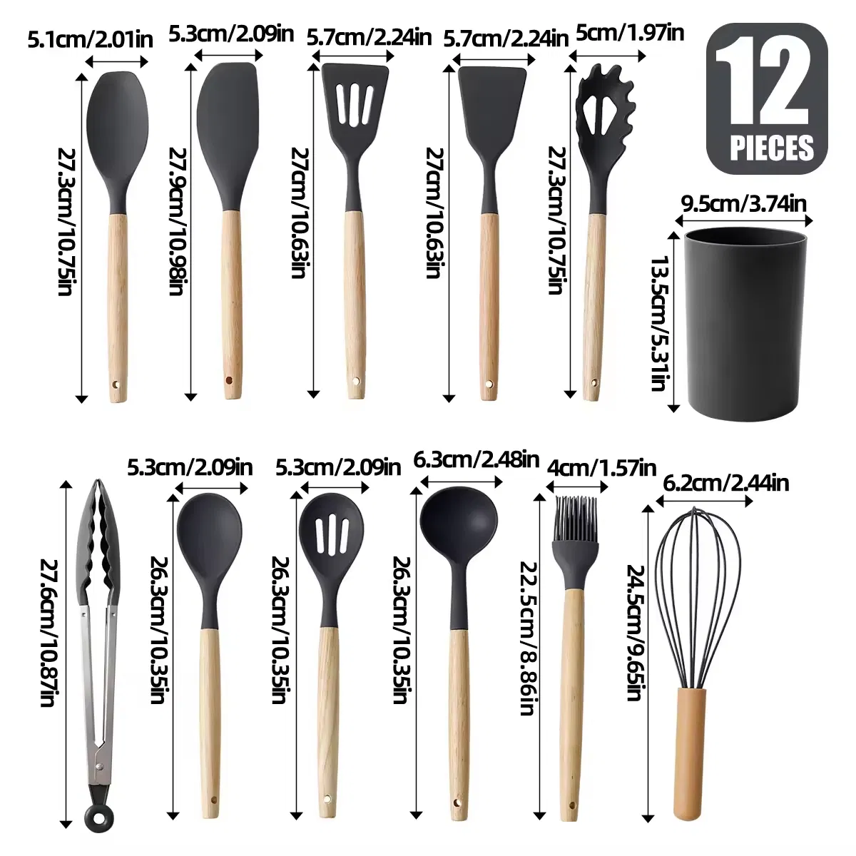 China Wholesale Non Toxic Silicon Picnic 12PCS Kitchen Ware Set Spatula Turner Ladle Stainless Steel / Silicone Kitchenware